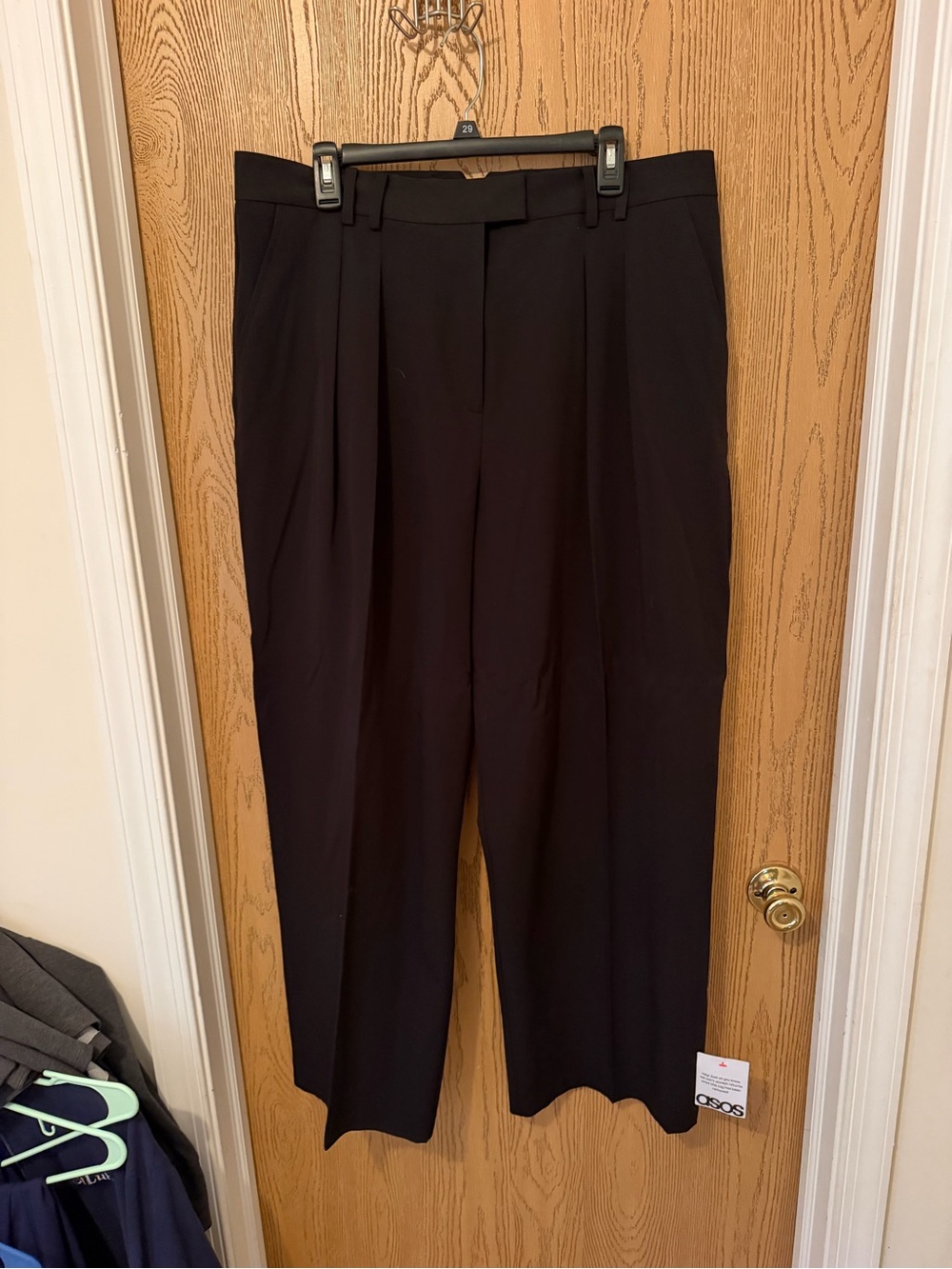 ASOS DESIGN tailored wide leg pants with pleat detail in black